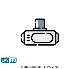 Icono de gafas VR con estilo de línea rellena. ilustración vectorial para diseño gráfico, sitio web, interfaz de usuario aislada en fondo blanco. EPS 10