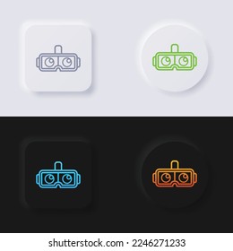 VR Glasses Icon set, Multicolor neumorphism button soft UI Design for Web design, Application UI and more, Button, Vector.