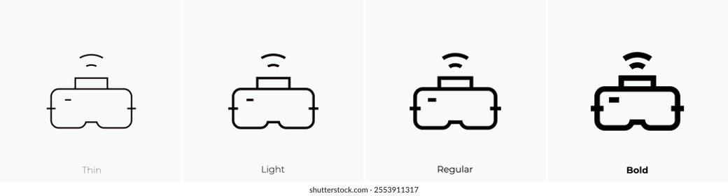vr glasses icon. Thin, Light Regular And Bold style design isolated on white background