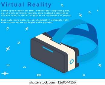 VR Brillen Symbol oder Virtual Reality Helm Symbol Vektorillustration isometrisch. flaches Virtual-Reality-Headset-Symbol für Computer, Telefon oder Smartphone.  VR-Headset. Vektorillustration-Illustration der virtuellen Welt und Simulation