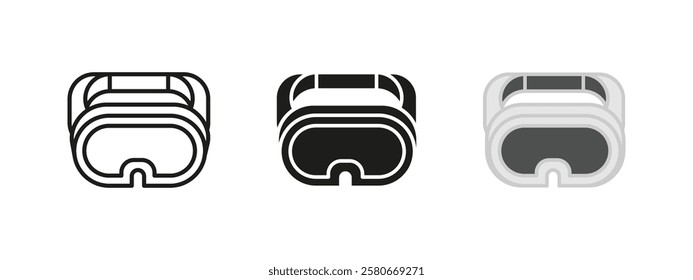 VR glasses icon. Virtual reality headset vector illustration. Digital simulation device symbol. Immersive gaming experience sign. Futuristic interactive innovation concept.