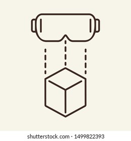 VR glasses line icon. Cube, toy, headset. Simulation concept. Can be used for topics like technology, innovation, gadget