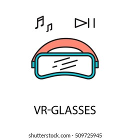 VR - glasses line icon. Vector symbol on the topic of personal devices. Black minimalist element for design of website, company's visit card, logo an etc. VR - glasses vector icon eps 10.