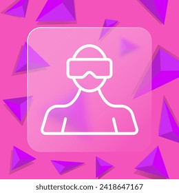 Icono de línea de gafas VR. Realidad virtual, juegos, tecnología, gadget, dispositivo, progreso. Estilo de glasmorfismo. Icono de línea de vector para negocios y publicidad
