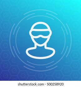 VR glasses line icon, virtual reality headset linear pictogram, vector illustration