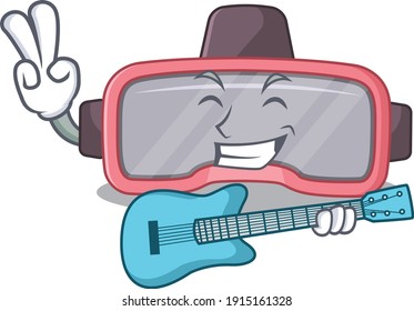 VR Glasses Musician Cartoon Design Playing A Guitar