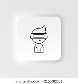Vr glasses, retro, arcade neumorphic style vector icon. Neumorphism style. Vr glasses, retro arcade neumorphic style vector icon. Neumorphism style on white background.