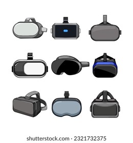 caricatura de vr. realidad virtual, tecnología headdigital, juego moderno, innovación futura vr gafas signo. ilustración vectorial de símbolo aislado