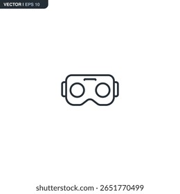 VR glasses for smartphone icon, linear style sign for mobile concept and web design. Symbol, logo illustration. Pixel perfect vector graphics