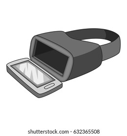 VR glasses for smartphone icon in monochrome style isolated on white background vector illustration