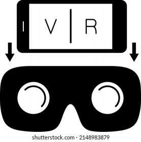 Gafas VR para ilustración de vector de smartphone. Caja de herramientas de realidad virtual para smartphone