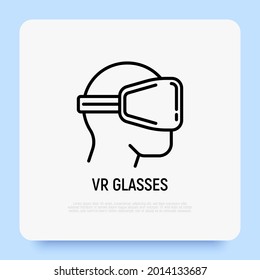 Icono de línea delgada de lentes VR. Realidad virtual. Ilustración vectorial moderna del equipo de juegos.