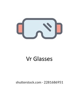 Vr Glasses Vector   Fill outline Icons. Simple stock illustration stock