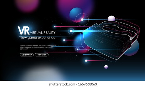 VR glasses, vector virtual reality headset illustration. Creative futuristic concept. Modern template for web and print.