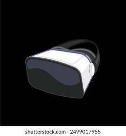 VR glasses virtual headset icon and sign isolated. Flat illustration of vr glasses and vr goggles isolated on black background. Vr gaming logo design template