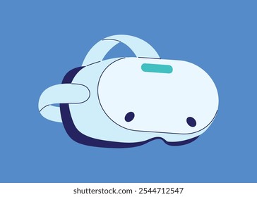 VR glasses virtual headset icon and sign. Flat illustration vr glasses, vr goggles isolated on blue background. Vr gaming logo design template. Digital cyber entertainment. Vector illustration.