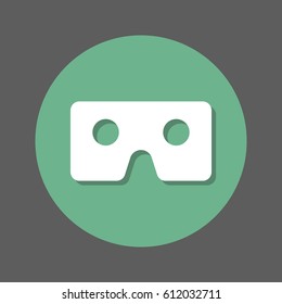 Vr glasses, virtual reality cardboard flat icon. Round colorful button, circular vector sign with shadow effect. Flat style design