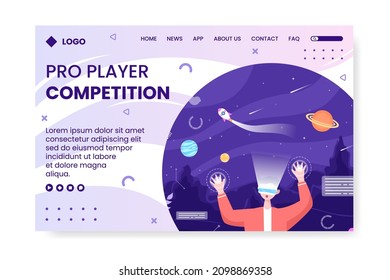 VR Glasses With Virtual Reality Game Landing Page Template Flat Design Illustration Editable of Square Background for Social media, Greeting Card or Web