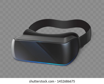 Vr glasses, virtual reality goggles isolated on transparent background, mask gadget for playing smartphone games in digital cyber space, electronic innovative device. Realistic 3d vector illustration