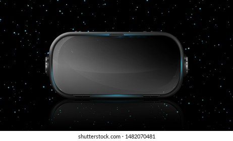 Vr glasses. Virtual reality. Vr headset. Video games. Innovation. Augmented reality glasses. Modern technology. Hi-tech. Vector illustration.