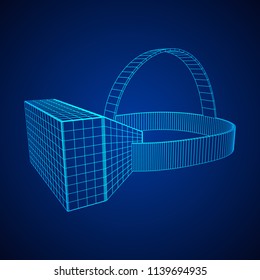 VR Glasses virtual reality helmet headset. Wireframe low poly mesh vector illustration