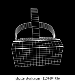VR Glasses virtual reality helmet headset. Wireframe low poly mesh vector illustration