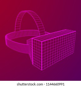 VR Glasses virtual reality helmet headset. Wireframe low poly mesh vector illustration