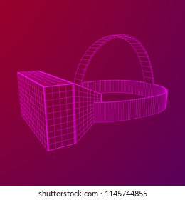 VR Glasses virtual reality helmet headset. Wireframe low poly mesh vector illustration