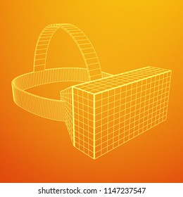 VR Glasses virtual reality helmet headset. Wireframe low poly mesh vector illustration