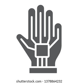 VR glove glyph icon, virtual and technology, wired gloves sign, vector graphics, a solid pattern on a white background, eps 10.