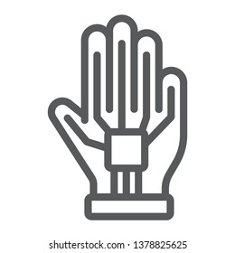 VR glove line icon, virtual and technology, wired gloves sign, vector graphics, a linear pattern on a white background, eps 10.