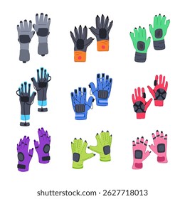 vr glove set cartoon. rastreamento de sensor, jogos de tecnologia, realidade virtual vr glove sign.