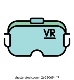Vr goggles icon. Outline vr goggles vector icon color flat isolated