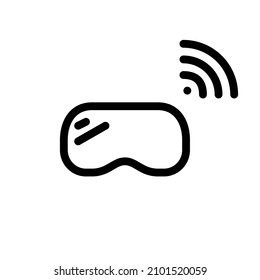 VR goggles with wifi connection. MInimal line art icon. Pixel perfect, editable stroke