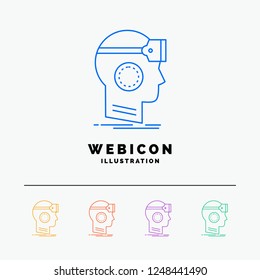 VR, googles, headset, reality, virtual 5 Color Line Web Icon Template isolated on white. Vector illustration