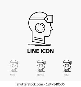 VR, googles, headset, reality, virtual Icon in Thin, Regular and Bold Line Style. Vector illustration