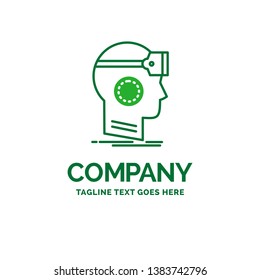 VR, googles, headset, reality, virtual Flat Business Logo template. Creative Green Brand Name Design.