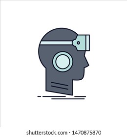 VR, googles, headset, reality, virtual Flat Color Icon Vector. Vector Icon Template background