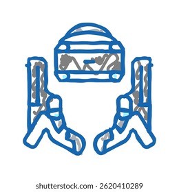 Conjunto de pistola VR Vector de boceto de icono de doodle. Muestra de conjunto de pistola VR. Ilustración de símbolo aislado