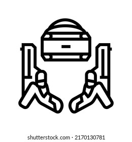 vr vector de icono de línea de conjunto de armas. signo de conjunto de armas vr. símbolo de contorno aislado ilustración negra