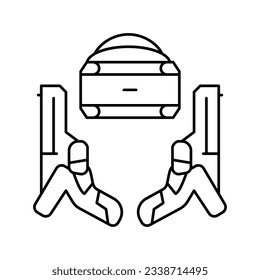 vr vector de icono de línea de conjunto de armas. signo de conjunto de armas vr. símbolo de contorno aislado ilustración negra