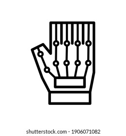 Guantes de VR Haptic, icono Esquema, Vector e Ilustración.