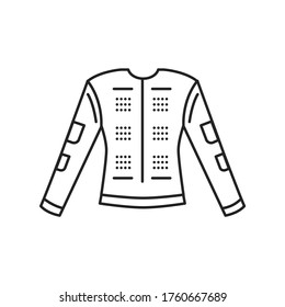 VR haptic suit black line icon. Virtual reality experience. Pictogram for web page, mobile app, promo. UI UX GUI design element. Editable stroke.