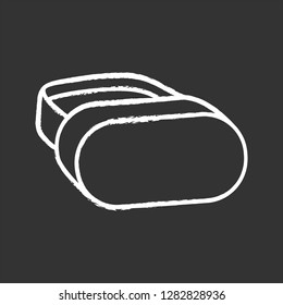 VR headset chalk icon. 3D virtual reality mask set. VR glasses, goggles perspective view. Isolated vector chalkboard illustration