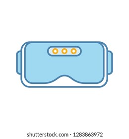 VR headset color icon. Virtual reality mask set. VR glasses, goggles. Isolated vector illustration