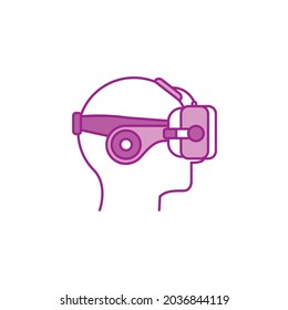 VR Headset color line icon. Virtual reality experience. Innovative digital device. Pictogram for web page, mobile app, promo. UI UX GUI design element. Editable stroke.