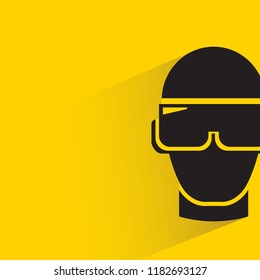VR headset with drop shadow in yellow background