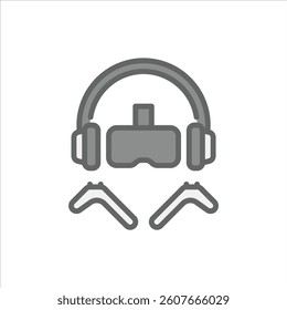 VR Headset filled outline icon. virtual reality color line illustration.