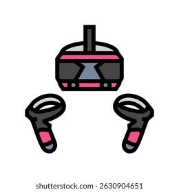 vr headset gaming gaming pc color icon vector. vr headset gaming gaming pc sign. isolated symbol illustration