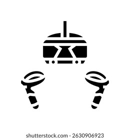 vr headset gaming jogos pc glifo ícone vetor. vr headset jogos jogo pc sinal. símbolo isolado ilustração